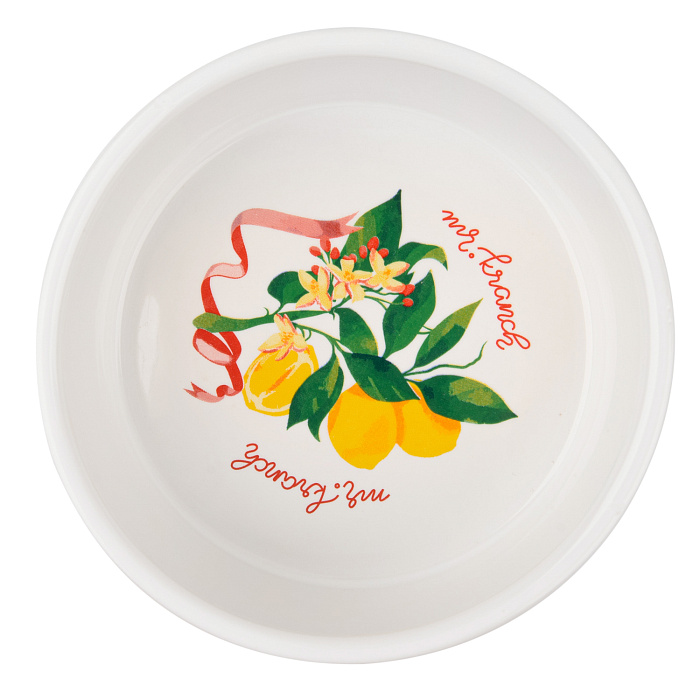 Миска Mr.Kranch для собак и кошек из фарфора Лимоны 450мл белая