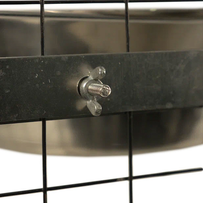 Миска Mr.Kranch из нержавеющей стали с креплением для клеток и вольеров на болтах 600 мл