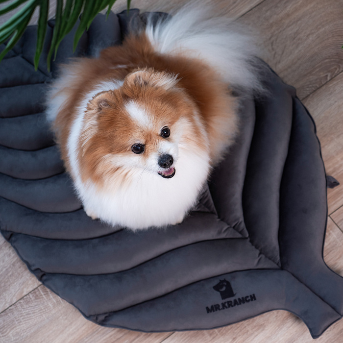 Лежанка Mr.Kranch для собак Листочек средняя размер 90х65х5см серая