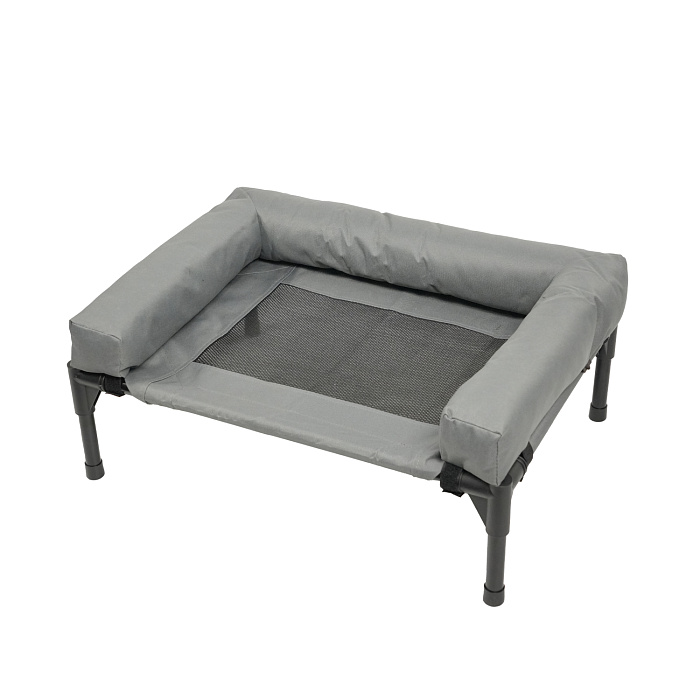 Лежанка-шезлонг каркасная для собак Mr.Kranch Elevated с мягкими бортиками малая 62х47х27 см серая