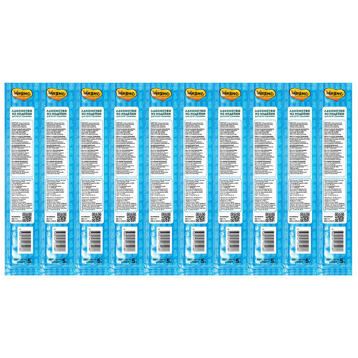 Лакомство Мнямс лакомые палочки 13,5 см для котят из индейки 10х5 г