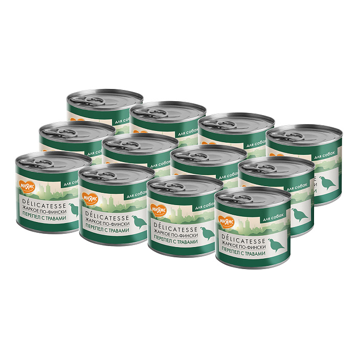 Влажный корм Мнямс Деликатес Паштет из перепёлки с травами для собак всех пород "Жаркое по-фински" 200 г