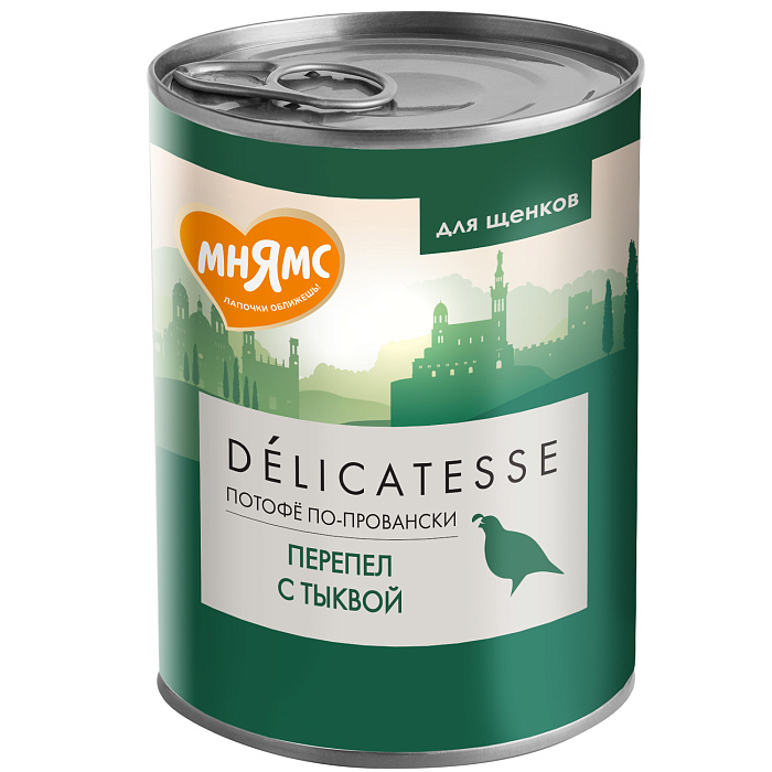 Влажный корм Мнямс Деликатес Паштет из перепёлки с тыквой для щенков всех пород "Потофё по-провански" 400 г