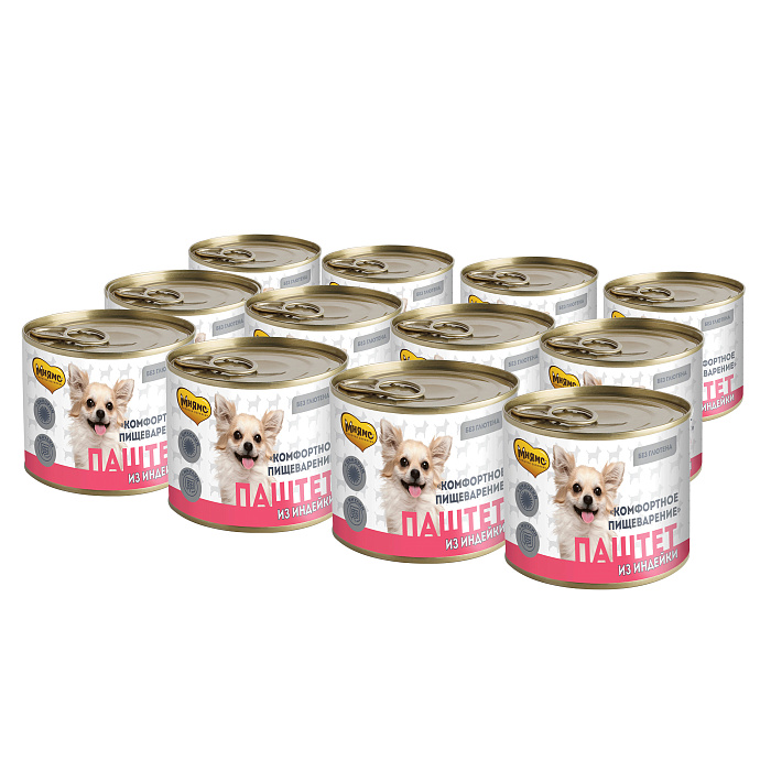 Влажный корм Мнямс На каждый день Паштет из индейки для собак «КОМФОРТНОЕ ПИЩЕВАРЕНИЕ» 200 г