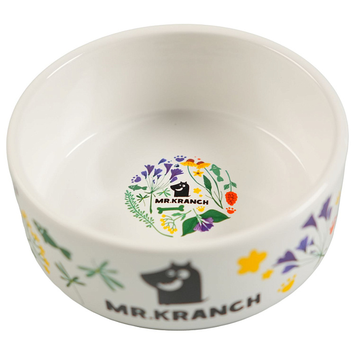 Миска Mr.Kranch керамическая для собак 420 мл Цветы Прованса васильковая