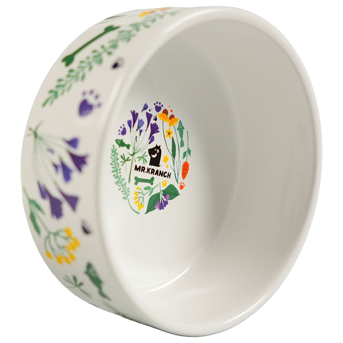 Миска Mr.Kranch керамическая для собак 420 мл Цветы Прованса васильковая