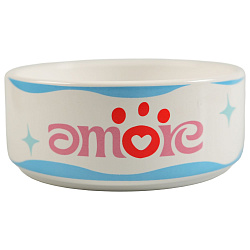 Миска Mr.Kranch керамическая для собак 420 мл Чао Белла голубая