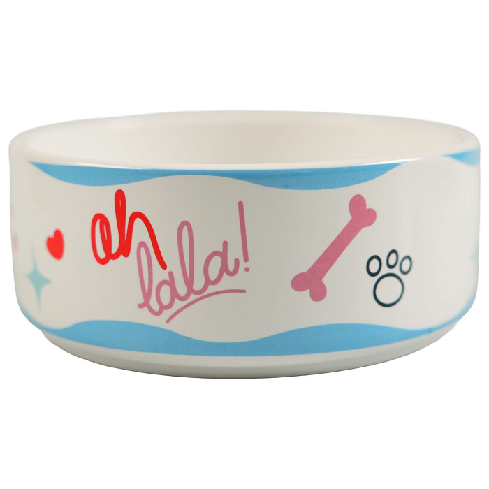 Миска Mr.Kranch керамическая для собак 420 мл Чао Белла голубая
