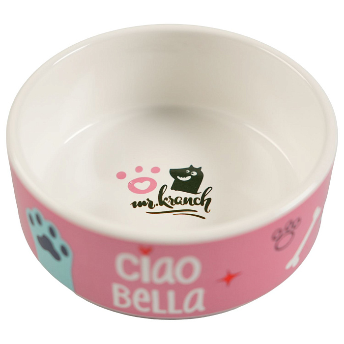 Миска Mr.Kranch керамическая для собак 420 мл Чао Белла розовая