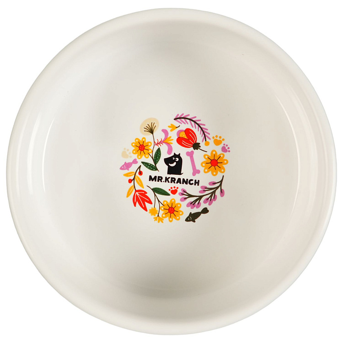 Миска Mr.Kranch керамическая для собак 420 мл Цветы Прованса розовая