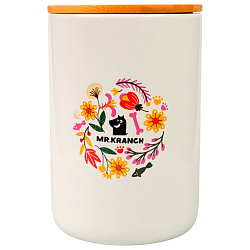 Бокс Mr.Kranch керамический для хранения корма для собак Цветы Прованса 1900 мл розовый