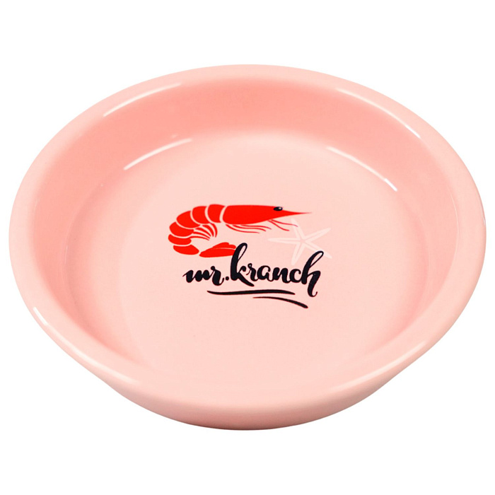 Миска Mr.Kranch керамическая для кошек 200 мл Креветочка розовая