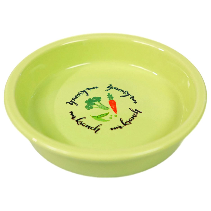 Миска Mr.Kranch керамическая для кошек 200 мл Овощи салатовая