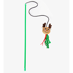 Игрушка-дразнилка Mr.Kranch для кошек Олень плюшевая с кошачьей мятой 46 см зелёная