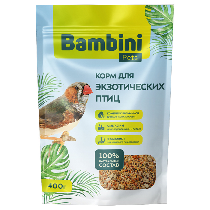 Корм Bambini Pets для экзотических птиц, 400 г