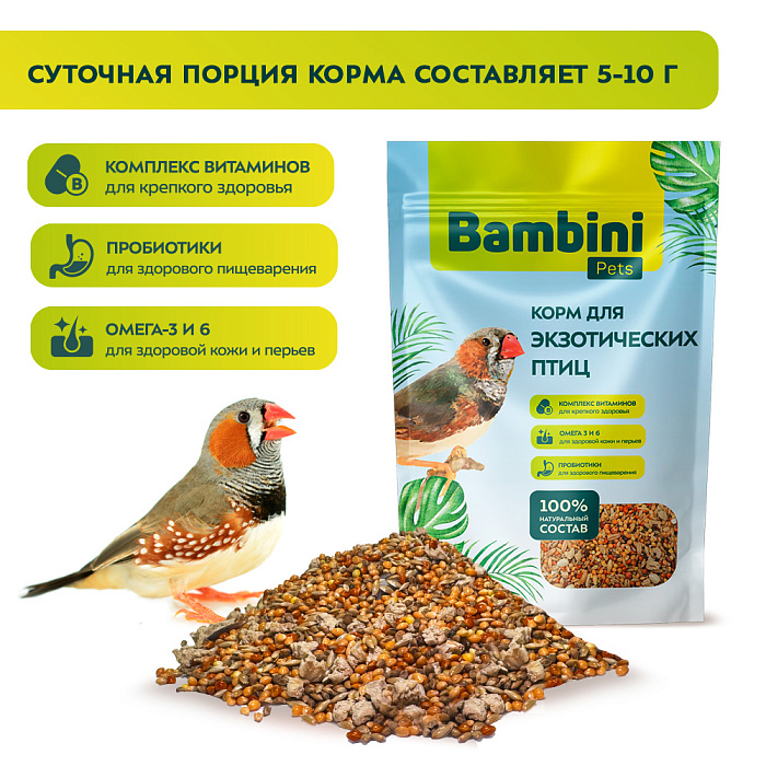 Корм Bambini Pets для экзотических птиц, 400 г