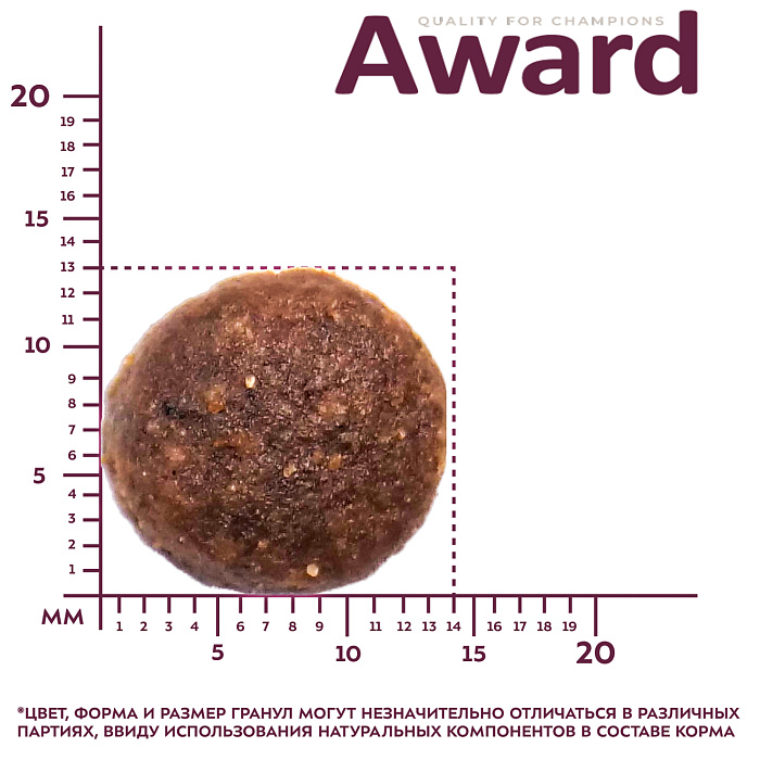 Сухой корм AWARD для щенков от 1 месяца крупных пород с курицей и индейкой с добавлением тыквы и шиповника 12кг