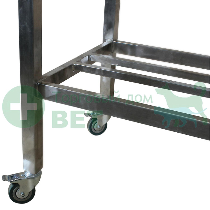 ТД ВЕТ Стол ветеринарный для вскрытия животных СВУ-61.02 нерж/краска 1200x780x800h мм (каркас серый)