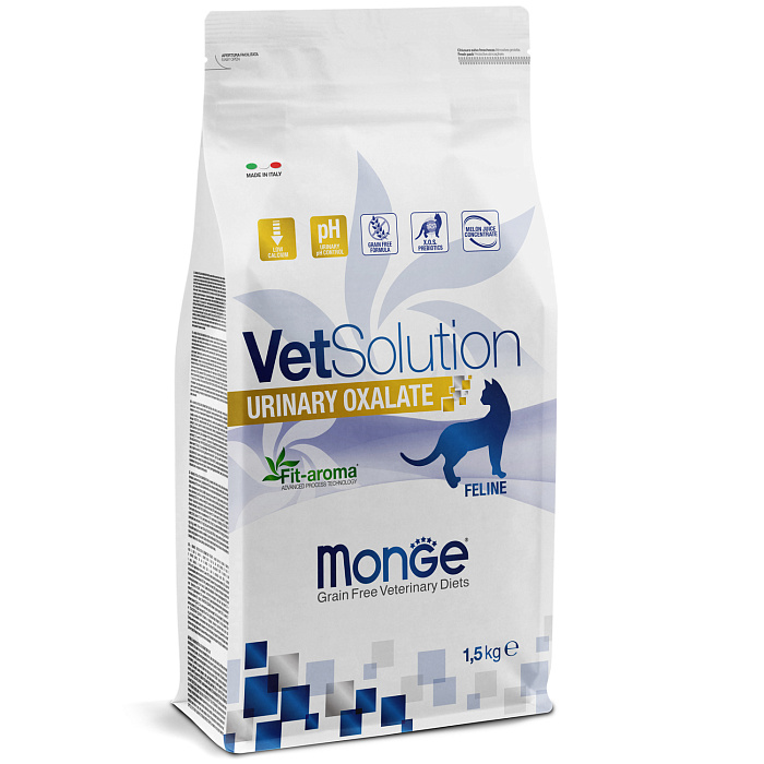 Диетический корм Monge VetSolution Cat Urinary Oxalate Уринари Оксалат для кошек при заболеваниях мочеполовой системы и оксалатном течении МКБ 1,5 к