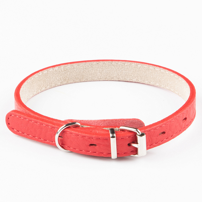Ошейник Mr.Kranch для собак из натуральной кожи прямой 33-40см красный СКИДКА 40%
