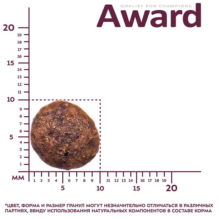 Сухой корм AWARD для взрослых собак мелких и миниатюрных пород с ягненком и индейкой с добавлением брокколи и брусники 10кг