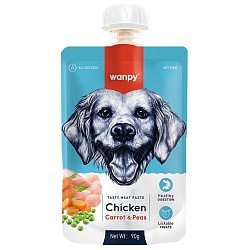 Wanpy Dog Лакомство для собак Мясной мусс из курицы и моркови с горохом 90 г