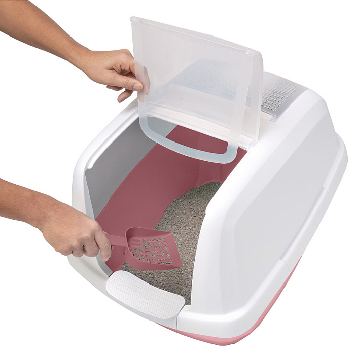 IMAC био-туалет для кошек MADDY 62х47,5х47,5h см, белый/розовый