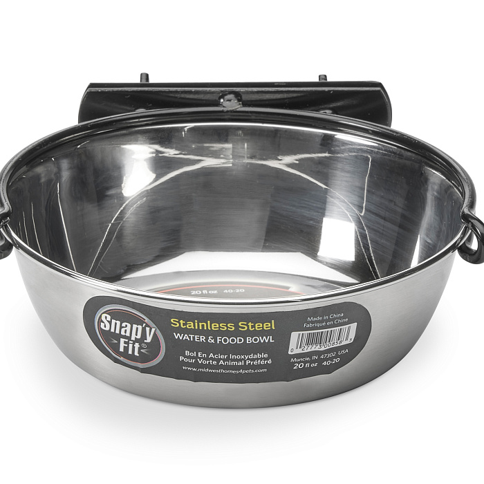 Миска MidWest для собак, для клеток и вольеров 600 мл нержавеющая сталь