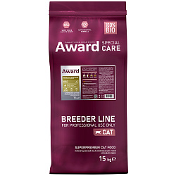 Сухой корм AWARD SPECIAL CARE Sensitive Digestion для взрослых кошек с чувствительным пищеварением со свежим мясом утки 15кг