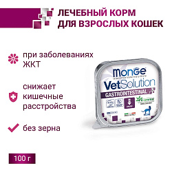 Диетический корм Monge VetSolution Cat Gastrointestinal гастро интестинал для кошек при заболеваниях ЖКТ 100 г