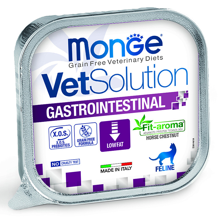 Диетический корм Monge VetSolution Cat Gastrointestinal гастро интестинал для кошек при заболеваниях ЖКТ 100 г