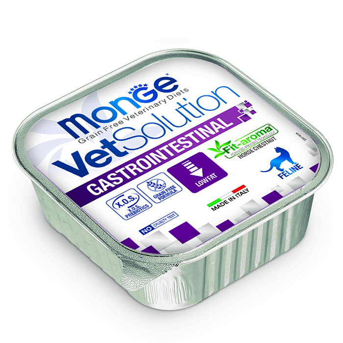 Диетический корм Monge VetSolution Cat Gastrointestinal гастро интестинал для кошек при заболеваниях ЖКТ 100 г