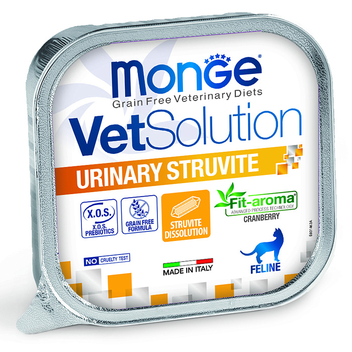 Диетический корм Monge VetSolution Cat Urinary Struvite Уринари Струвит для кошек при заболеваниях мочеполовой системы и струвитном течении МКБ 100г