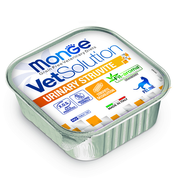 Диетический корм Monge VetSolution Cat Urinary Struvite Уринари Струвит для кошек при заболеваниях мочеполовой системы и струвитном течении МКБ 100г