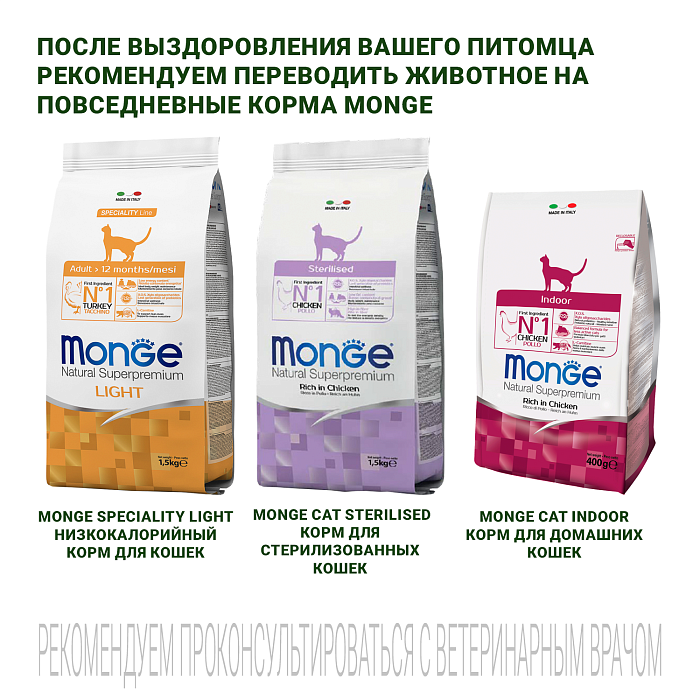 Диетический корм Monge VetSolution Cat Obesity Обесити для кошек при избыточном весе 1,5 кг