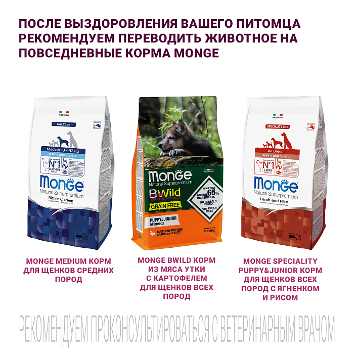 Диетический корм Monge VetSolution Dog Gastrointestinal Гастроинтестинал для щенков при заболеваниях ЖКТ 5 кг