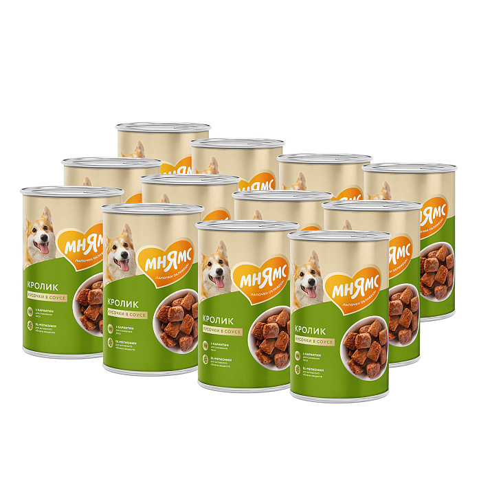 Влажный корм Мнямс На каждый день Кусочки в соусе с кроликом для собак «ФИТНЕС» 400 г