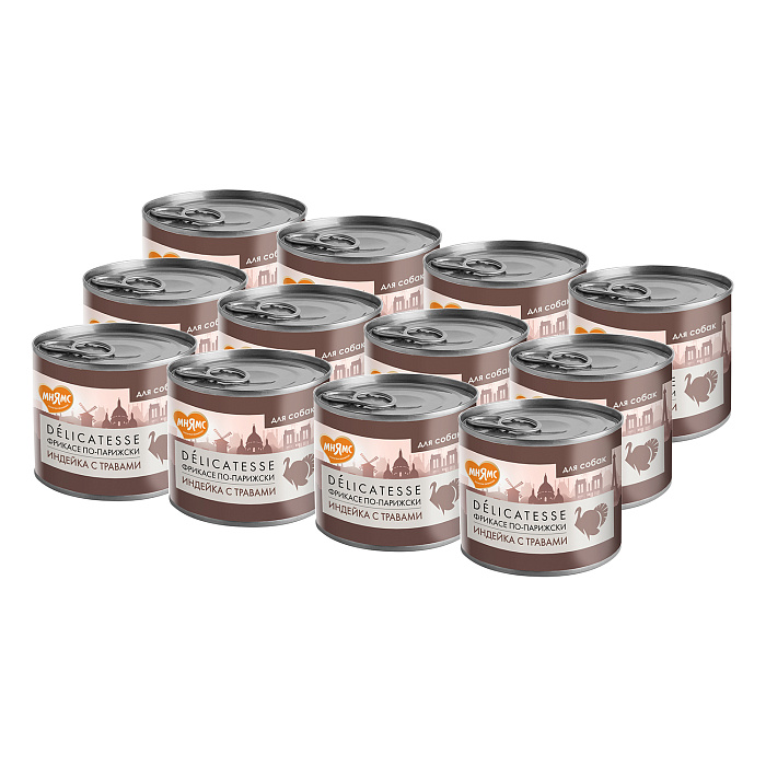 Влажный корм Мнямс Деликатес Паштет из индейки с травами для собак всех пород "Фрикасе по-парижски" 200 г