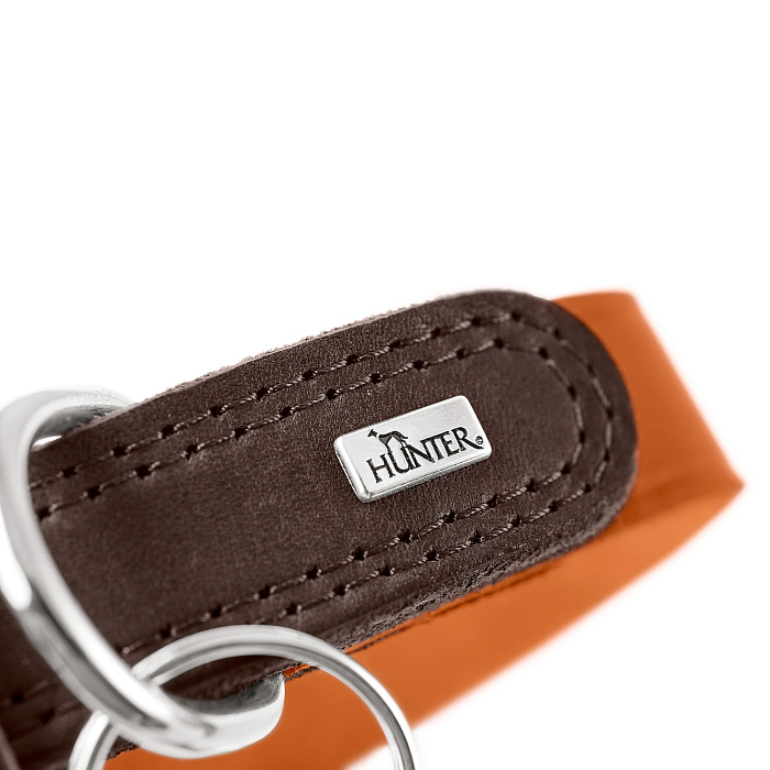Hunter ошейник для собак Lemvig M (55 см), натуральная кожа, коричнево-оранжевый дуотон
