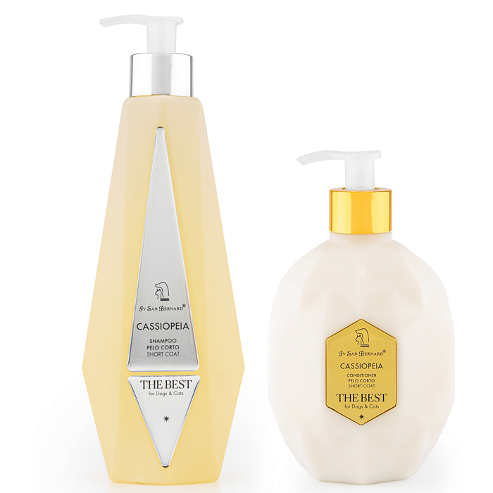 ISB The Best line Набор Cassiopeia шампунь для короткой шерсти 550 мл, кондиционер 120 мл + парфюм 2 мл в подарок СКИДКА 40%