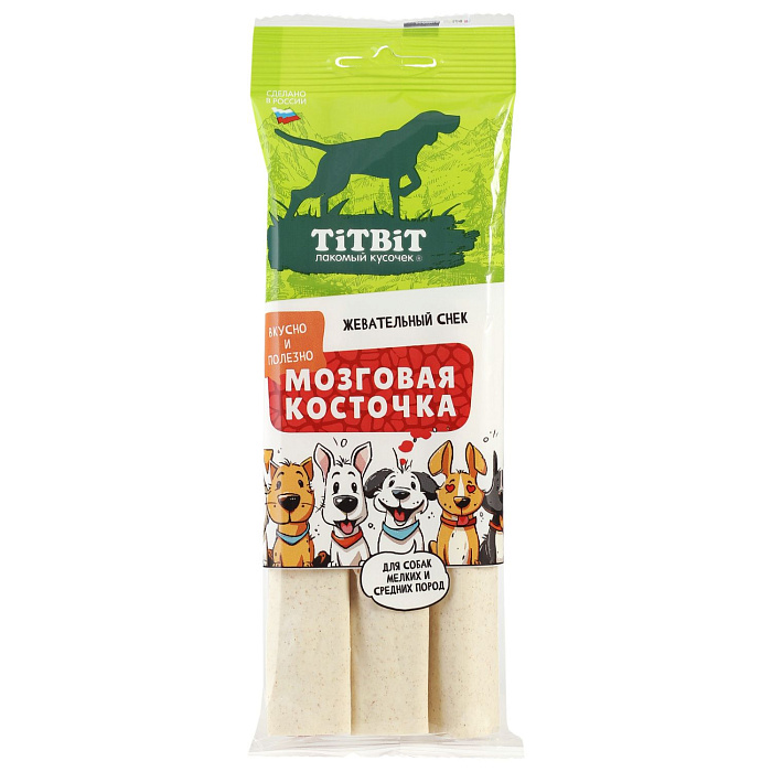 Лакомство TiTBiT Жевательный снек Мозговая косточка для собак мелких и средних пород 95 г