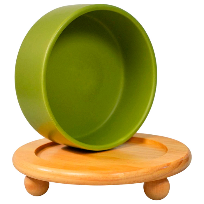 Миска Mr.Kranch Bamboo керамическая зеленая на бамбуковой подставке 850 мл