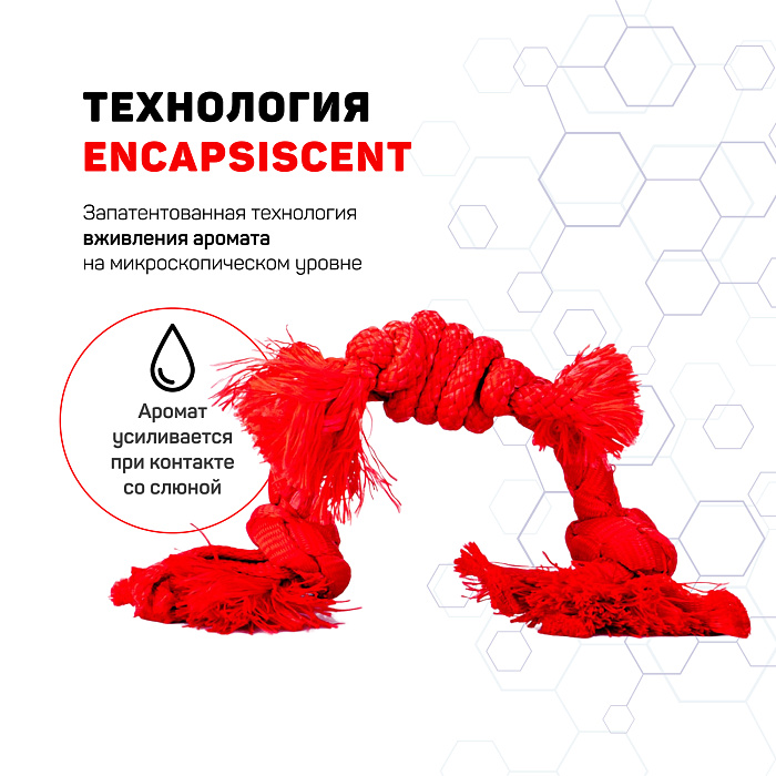 Playology сенсорный канат PUPPY SENSORY ROPE для щенков мелких и средних пород 8-16 недель с ароматом говядины, цвет красный СКИДКА 50%