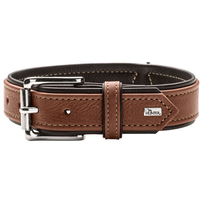 Ошейник Hunter Canadian UP для собак, обхват 37-43 см, длина 50, коньячно-черный