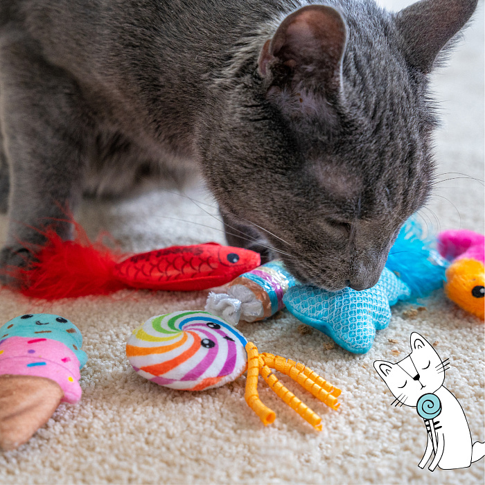 Игрушка Catstages Dental для кошек "Вкусняшки" с кошачьей мятой, 6 шт в комплекте