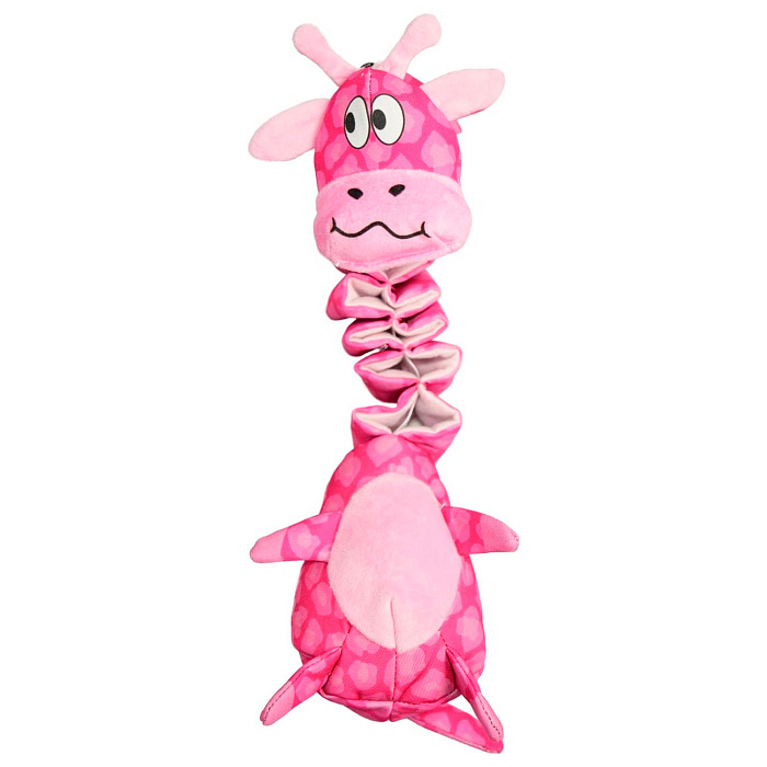 Игрушка Mr.Kranch для собак Жираф с карманами под лакомство 36 см розовая СКИДКА 40%
