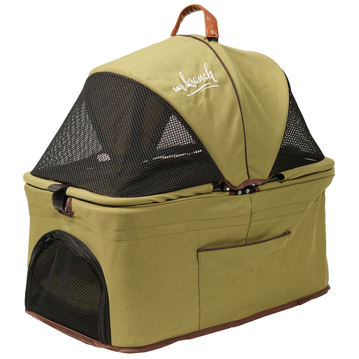 Коляска прогулочная Mr.Kranch для собак и кошек двойная (макс. нагрузка 10+10 кг) оливковая