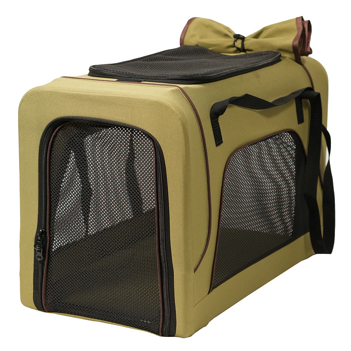 Коляска прогулочная Mr.Kranch для собак и кошек двойная (макс. нагрузка 10+10 кг) оливковая