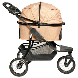 Коляска прогулочная Mr.Kranch повышенной проходимости для собак и кошек (макс. нагрузка 15 кг) бежевая