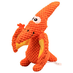 Игрушка Mr.Kranch для собак Птерозавр плюшевая с пищалкой 23 см оранжевая